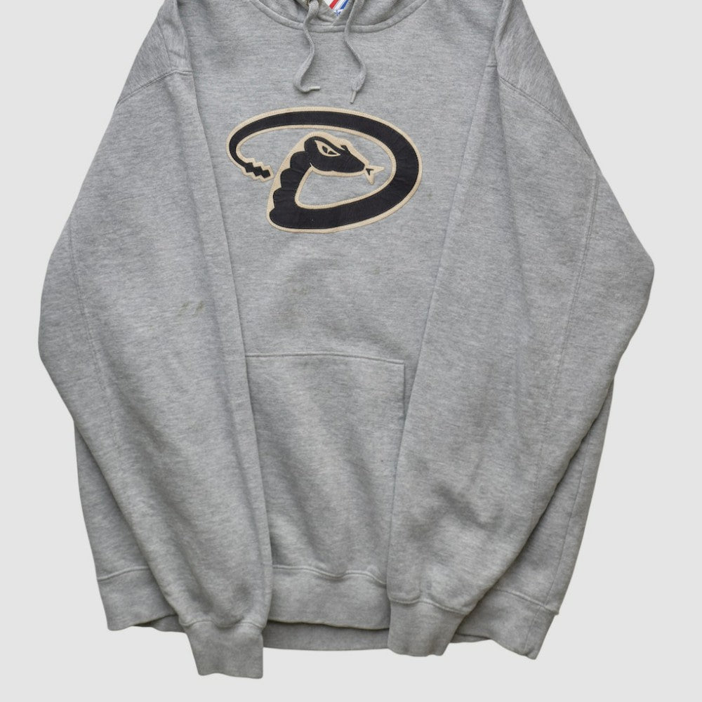 Arizona Diamondbacks Majestic 2000s Hooded Pullover Sweatshirt - Heather Gray - Vintage Pullover