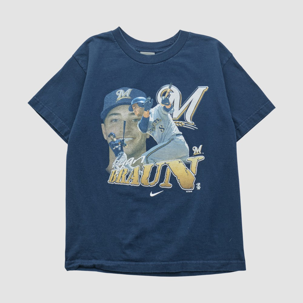 Ryan Braun Nike 2010s T-shirt - Navy - Yth Vintage T-shirts