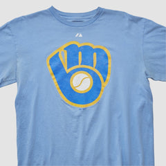 Milwaukee Brewers Majestic 2000s T-shirt - Light Blue - Vintage T-shirts