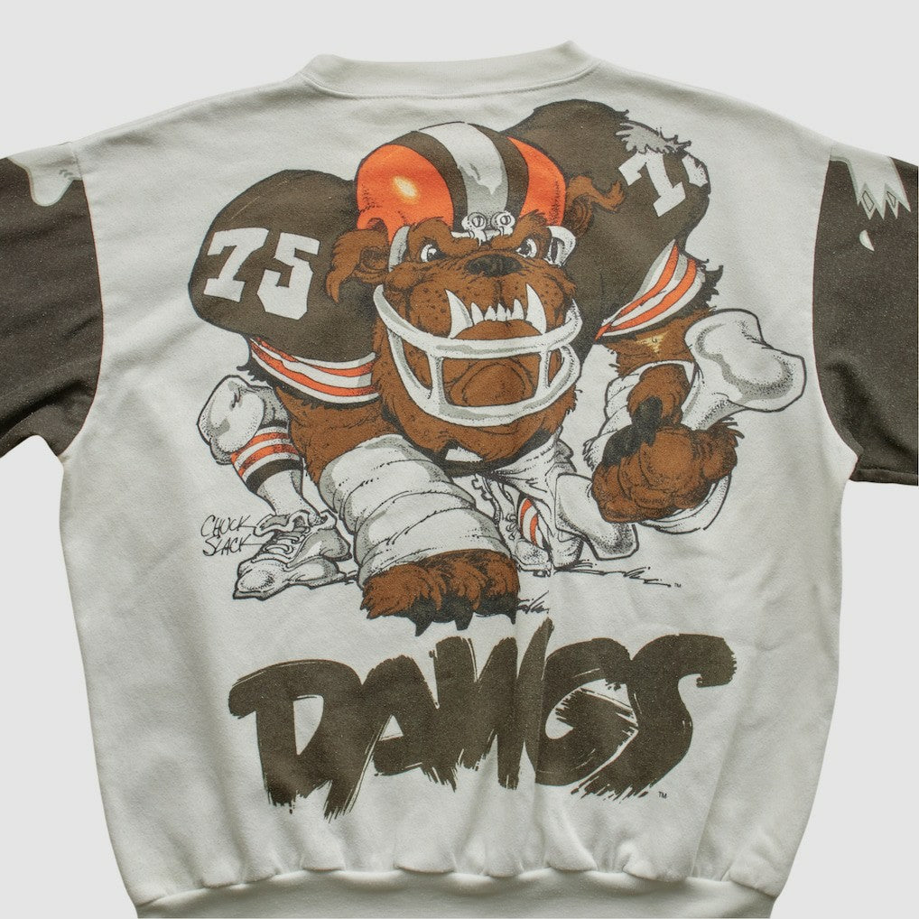 Cleveland Browns Chalk Line 90s Pullover Sweatshirt - White Pullover