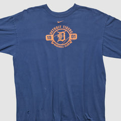 Detroit Tigers Nike 2000s Long Sleeve T-shirt - Navy - Vintage T-shirts