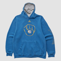 Milwaukee Brewers Adidas 2010s Hooded Pullover Sweatshirt - Blue - XVintage Pullover