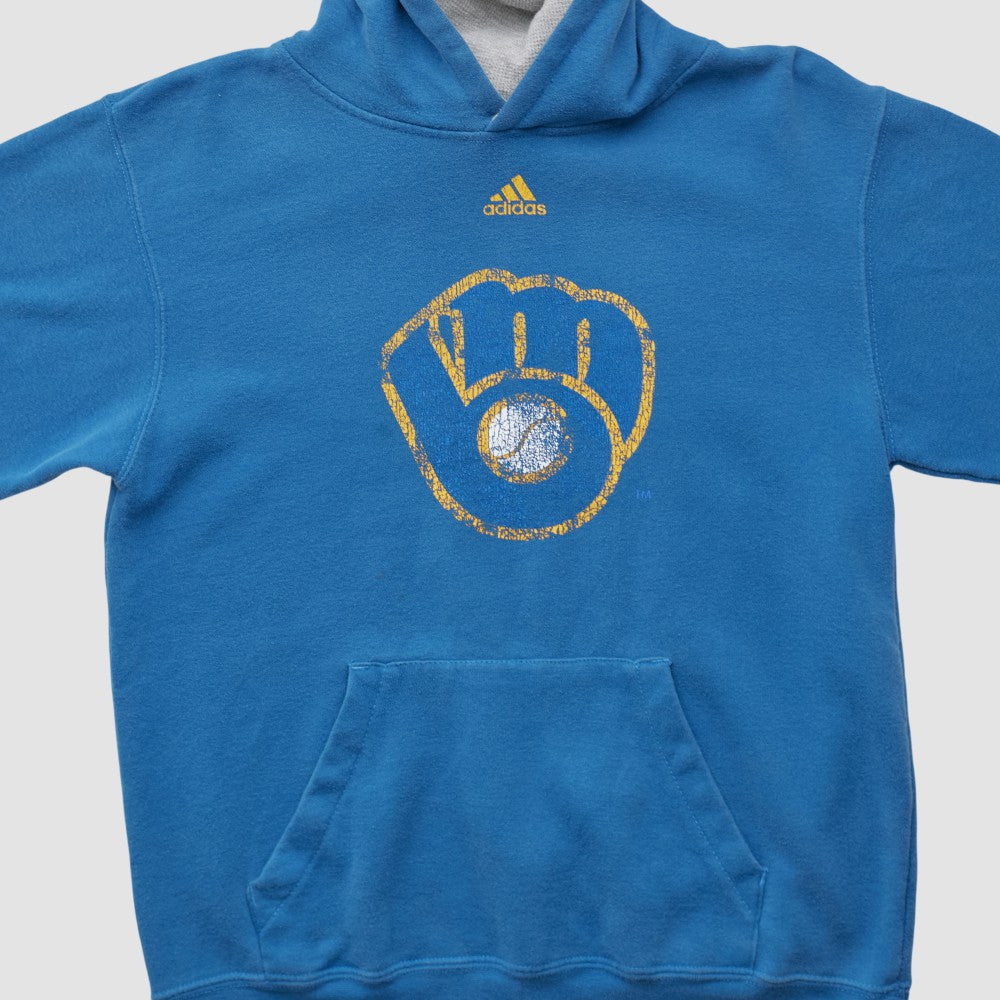 Milwaukee Brewers Adidas 2010s Hooded Pullover Sweatshirt - Blue - XVintage Pullover