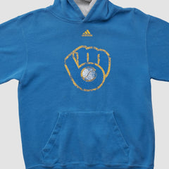 Milwaukee Brewers Adidas 2010s Hooded Pullover Sweatshirt - Blue - XVintage Pullover
