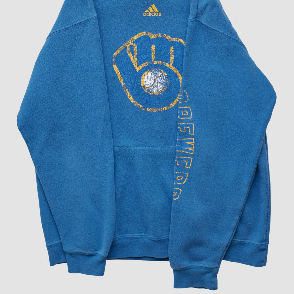 Milwaukee Brewers Adidas 2010s Hooded Pullover Sweatshirt - Blue - XVintage Pullover