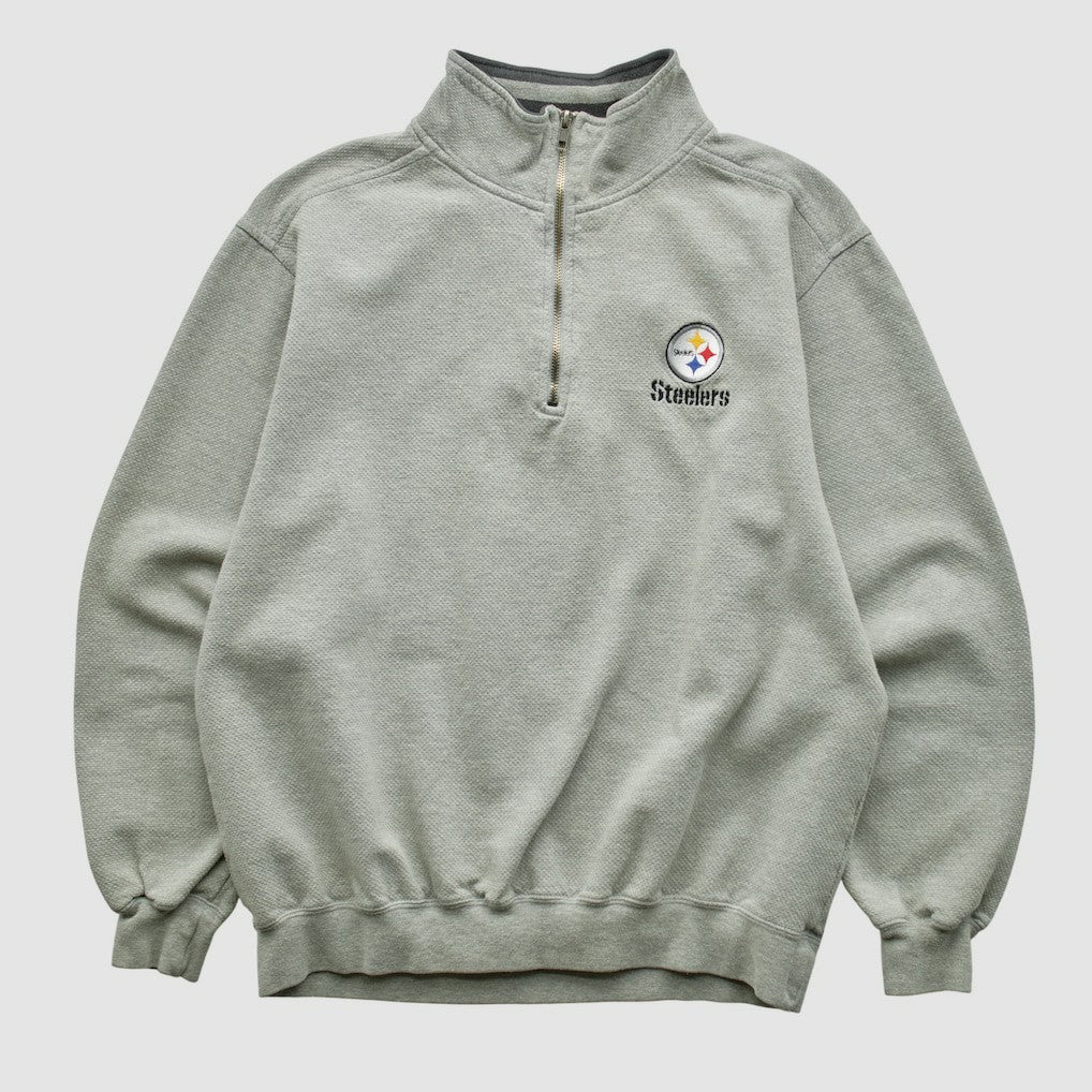 Pittsburgh Steelers Lee Sport 90s 1/4 Zip Sweatshirt - Heather Gray Sweatshirts