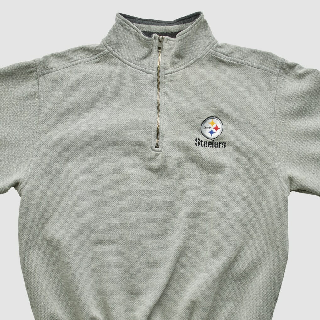 Pittsburgh Steelers Lee Sport 90s 1/4 Zip Sweatshirt - Heather Gray Sweatshirts
