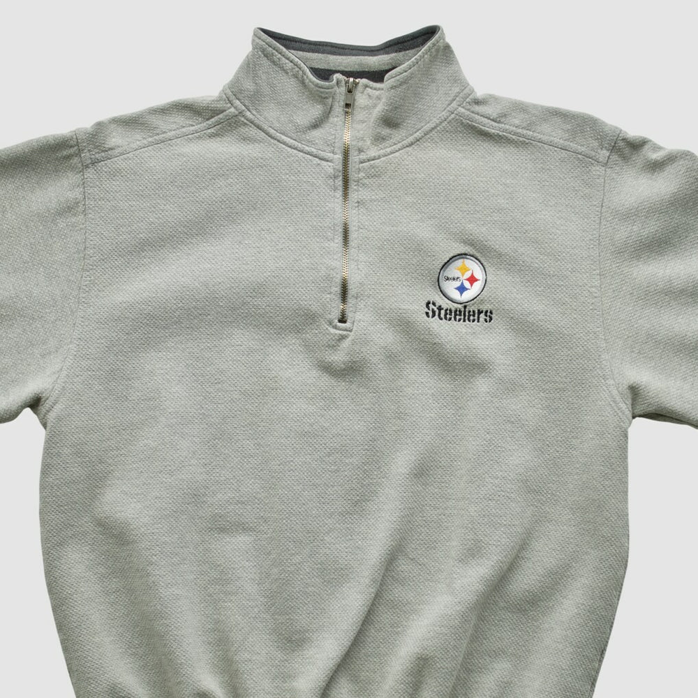 Pittsburgh Steelers Lee Sport 90s 1/4 Zip Sweatshirt - Heather Gray Sweatshirts