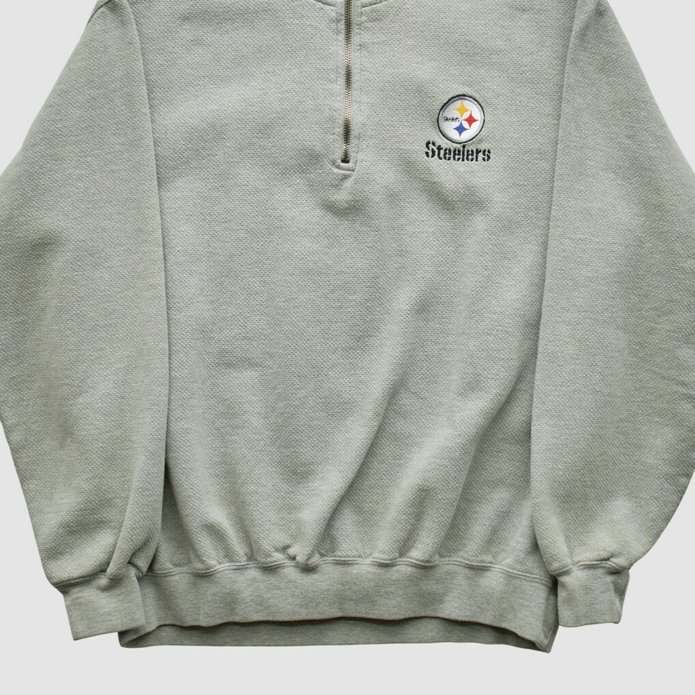 Pittsburgh Steelers Lee Sport 90s 1/4 Zip Sweatshirt - Heather Gray Sweatshirts