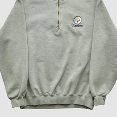Pittsburgh Steelers Lee Sport 90s 1/4 Zip Sweatshirt - Heather Gray Sweatshirts