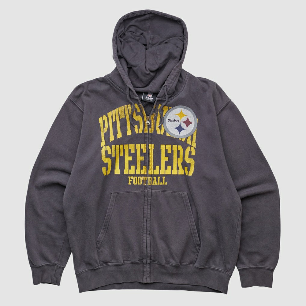 Pittsburgh Steelers NFL 2010s Hooded Full Zip Sweatshirt - Gray Sweatshirts
