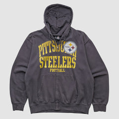 Pittsburgh Steelers NFL 2010s Hooded Full Zip Sweatshirt - Gray Sweatshirts