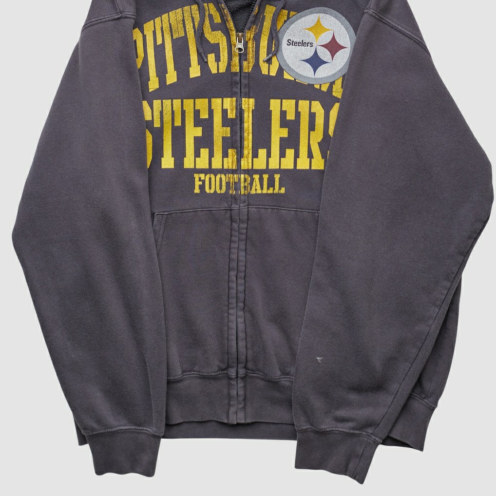 Pittsburgh Steelers NFL 2010s Hooded Full Zip Sweatshirt - Gray Sweatshirts