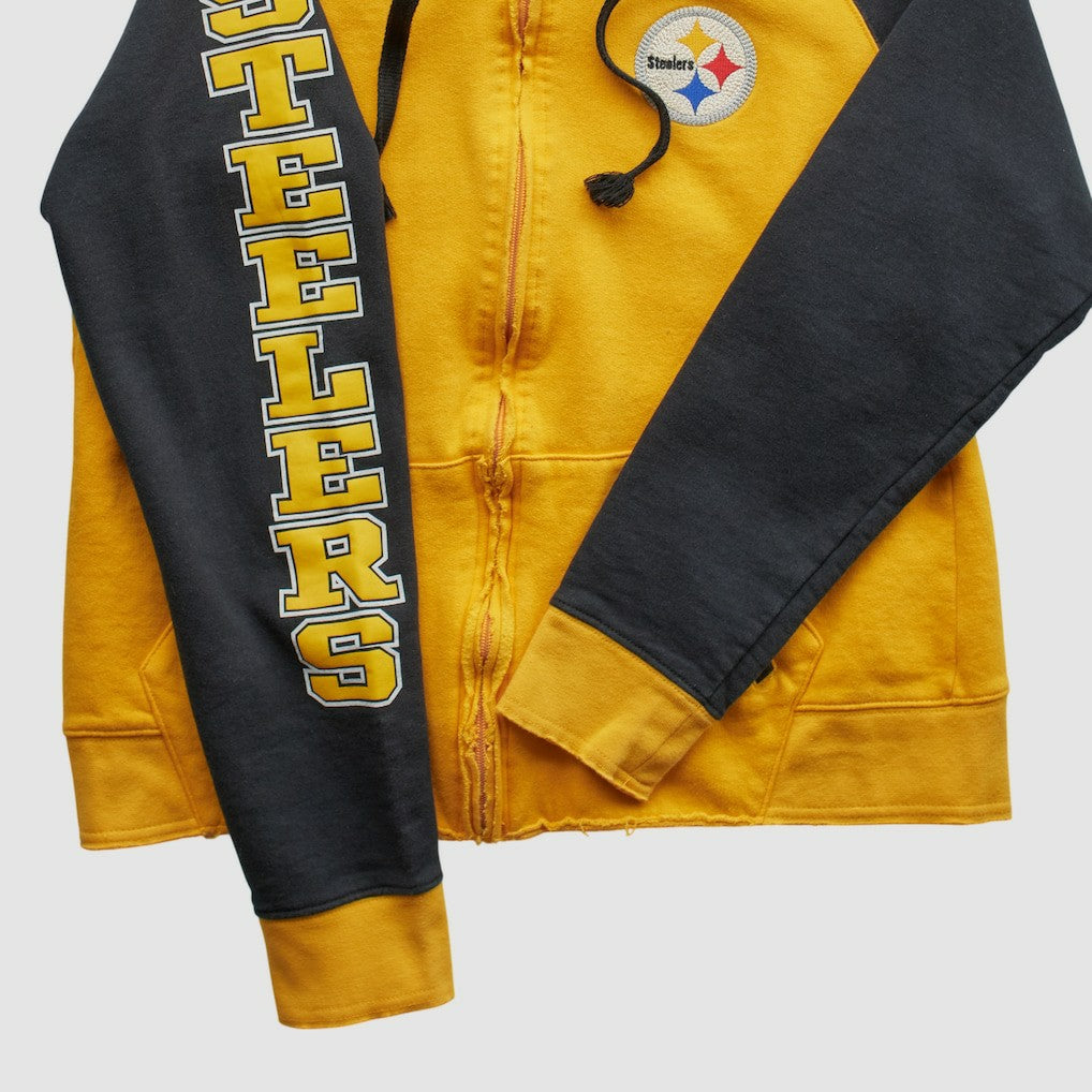 Pittsburgh Steelers Reebok 2000s Hooded Full Zip Sweatshirt - Yellow Sweatshirts