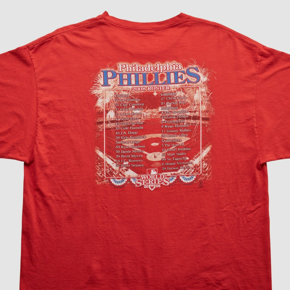 Philadelphia Phillies Majestic 2008 T-shirt - Red - XVintage T-shirts