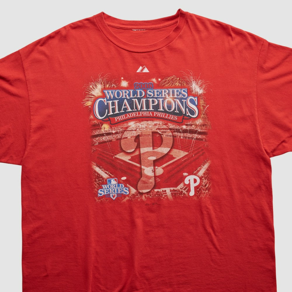 Philadelphia Phillies Majestic 2008 T-shirt - Red - XVintage T-shirts