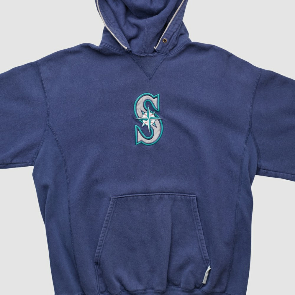 Seattle Mariners Champion 2000s Hooded Pullover Sweatshirt - Navy - Vintage Pullover