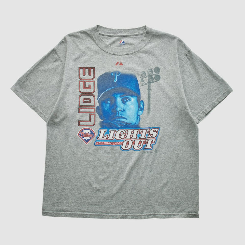 Brad Lidge Majestic 2000s T-shirt - Heather Gray - Vintage T-shirts