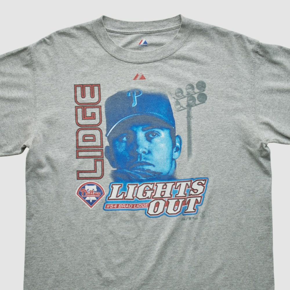 Brad Lidge Majestic 2000s T-shirt - Heather Gray - Vintage T-shirts
