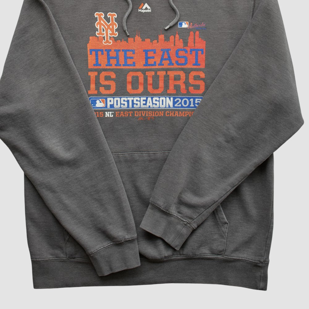 New York Mets Majestic 2015 Hooded Pullover Sweatshirt - Charcoal - XVintage Pullover