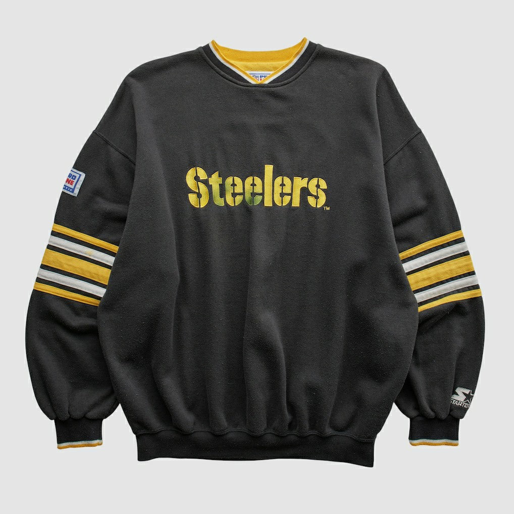 Pittsburgh Steelers Starter 90s Pullover Sweatshirt - Black Pullover