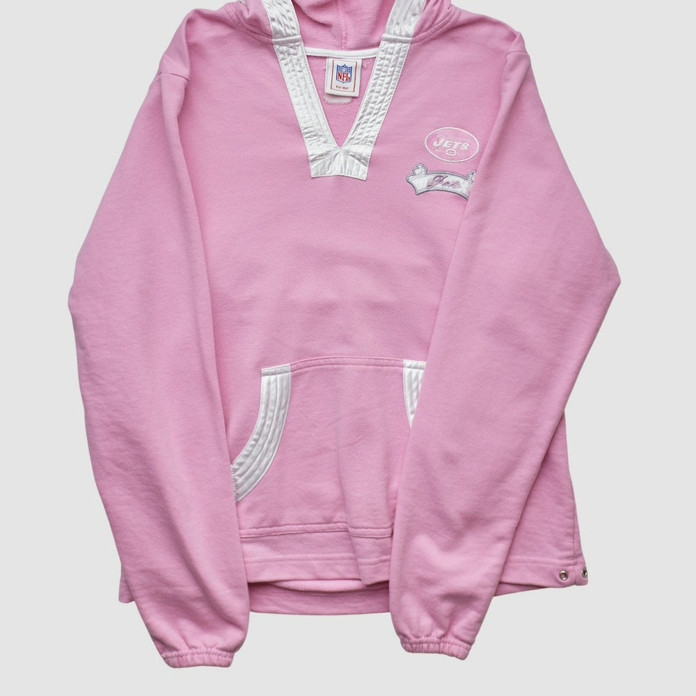 New York Jets NFL 2000s Hooded Pullover Sweatshirt - Pink Pullover