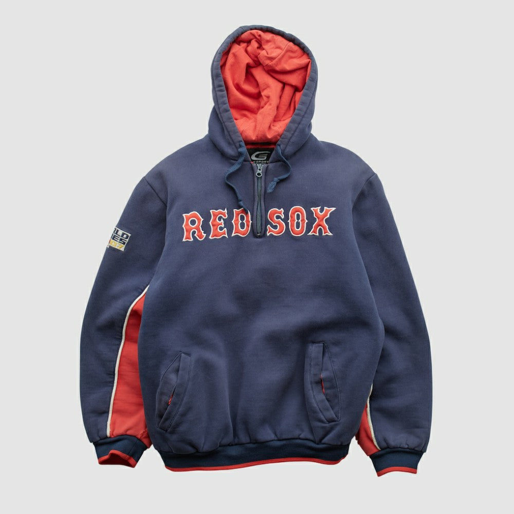 Boston Red Sox GIII Sports 2007 Hooded 1/4 Zip Sweatshirt - Navy - Vintage Sweatshirts