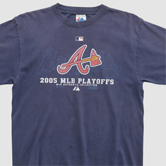 Atlanta Braves Majestic 2005 T-shirt - Navy - Vintage T-shirts