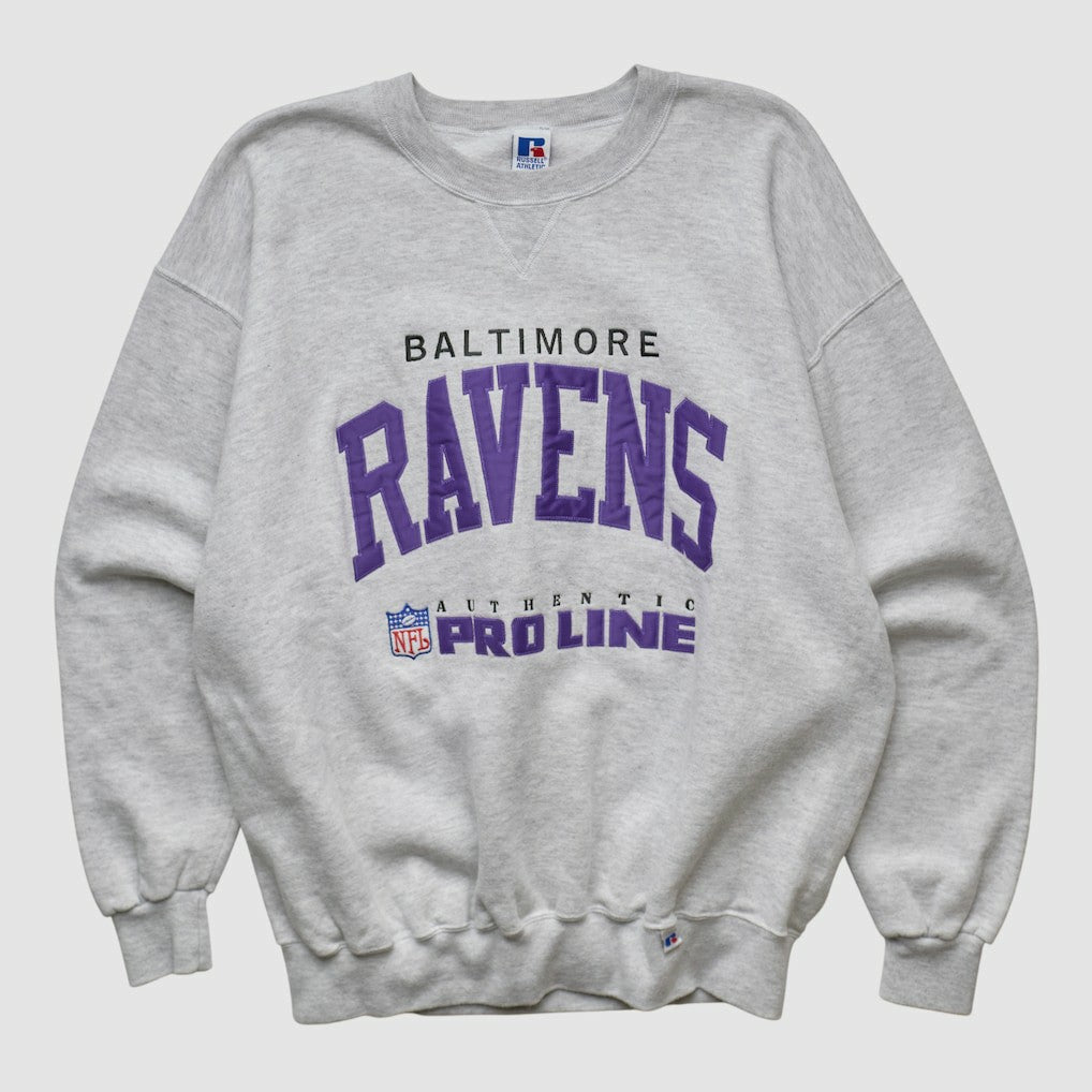 Baltimore Ravens Russell 90s Sweatshirt - Heather Gray Sweatshirts