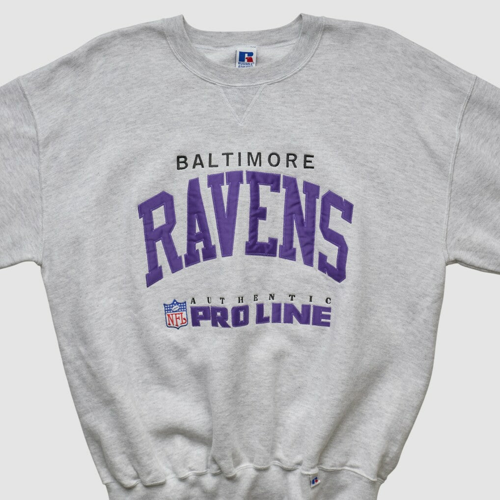 Baltimore Ravens Russell 90s Sweatshirt - Heather Gray Sweatshirts
