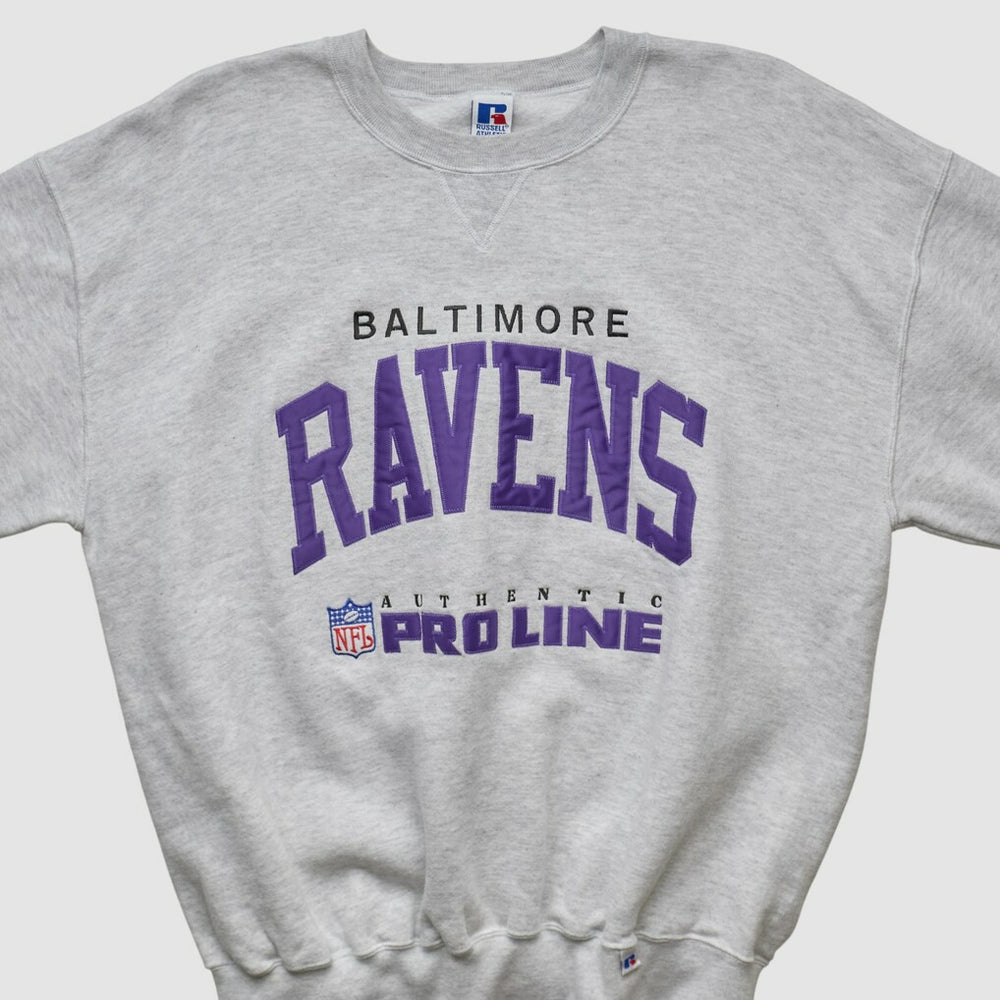 Baltimore Ravens Russell 90s Sweatshirt - Heather Gray Sweatshirts