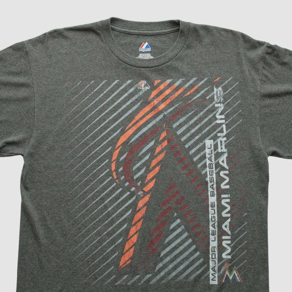 Miami Marlins Majestic 2000s T-shirt - Dark Heather Gray - Vintage T-shirts