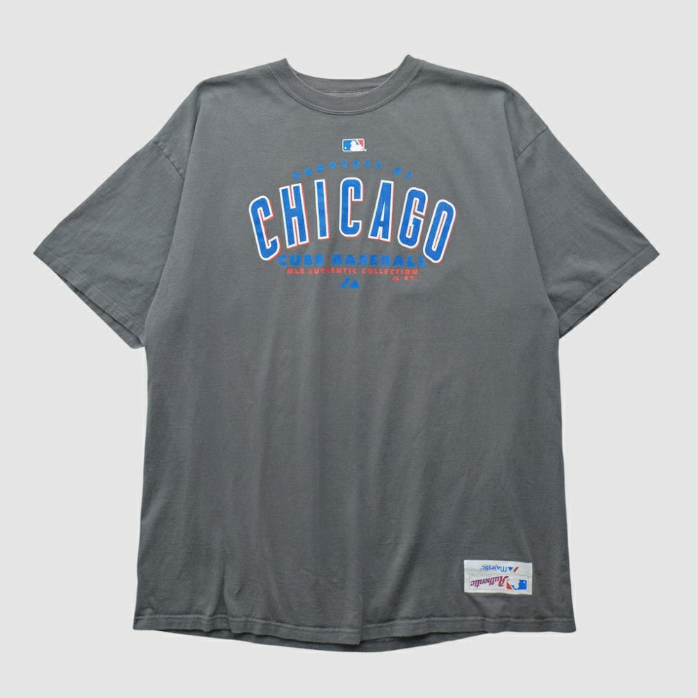 Chicago Cubs Majestic 2000s T-shirt - Gray - XVintage T-shirts