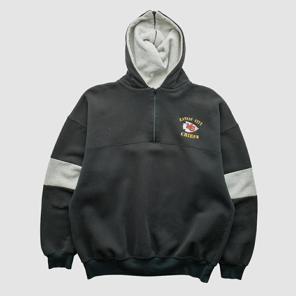 Kansas City Chiefs Dodger 90s Hooded 1/4 Zip Sweatshirt - Black Sweatshirts