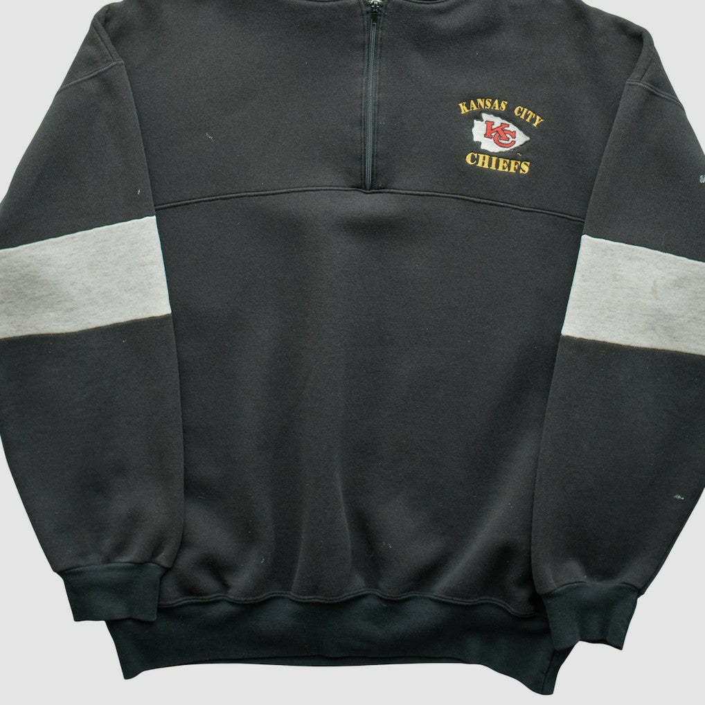 Kansas City Chiefs Dodger 90s Hooded 1/4 Zip Sweatshirt - Black Sweatshirts