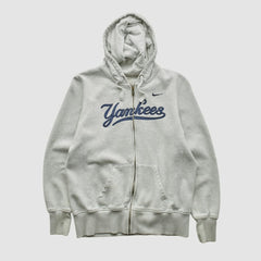 New York Yankees Nike 2000s Hooded Full Zip Sweatshirt - Heather Gray - XVintage Sweatshirts