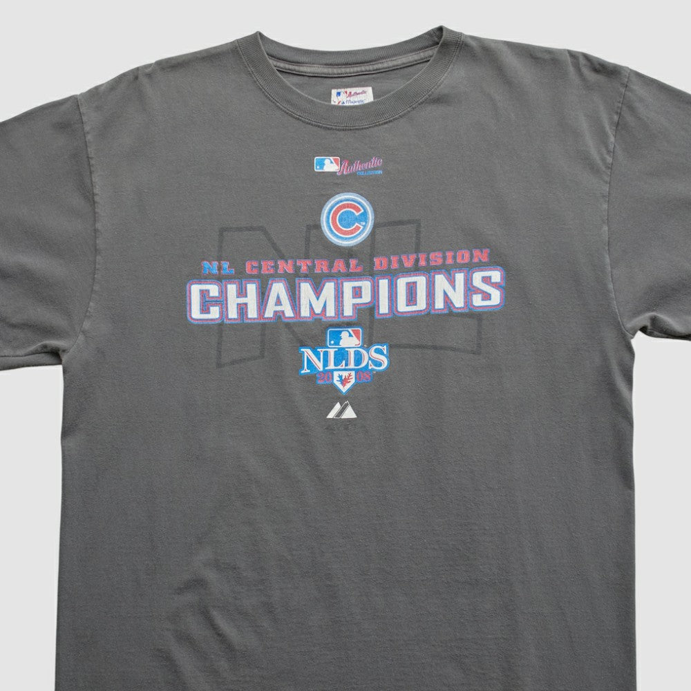 Chicago Cubs Majestic 2008 T-shirt - Gray - Vintage T-shirts