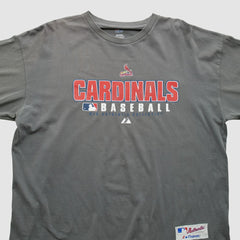 St. Louis Cardinals Majestic 2000s Long Sleeve T-shirt - Gray - 2XVintage T-shirts