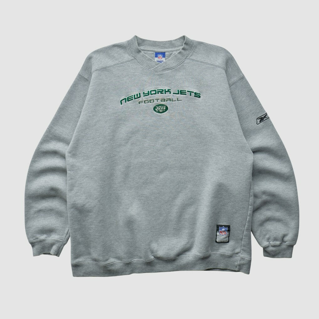 New York Jets Reebok 2000s Pullover Sweatshirt - Heather Gray Pullover
