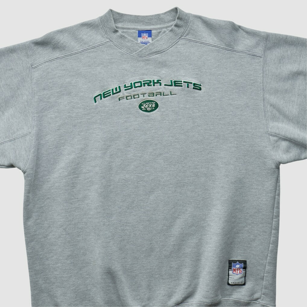 New York Jets Reebok 2000s Pullover Sweatshirt - Heather Gray Pullover
