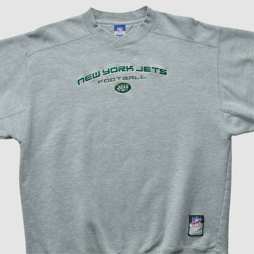 New York Jets Reebok 2000s Pullover Sweatshirt - Heather Gray Pullover