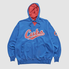 Chicago Cubs Majestic 2000s Hooded Pullover Sweatshirt - Blue - Vintage Pullover