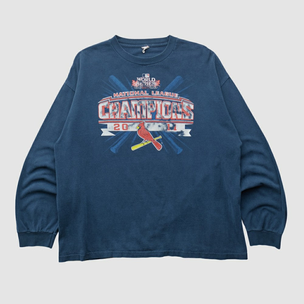 St. Louis Cardinals Alstyle 2011 Long Sleeve T-shirt - Navy - Vintage T-shirts