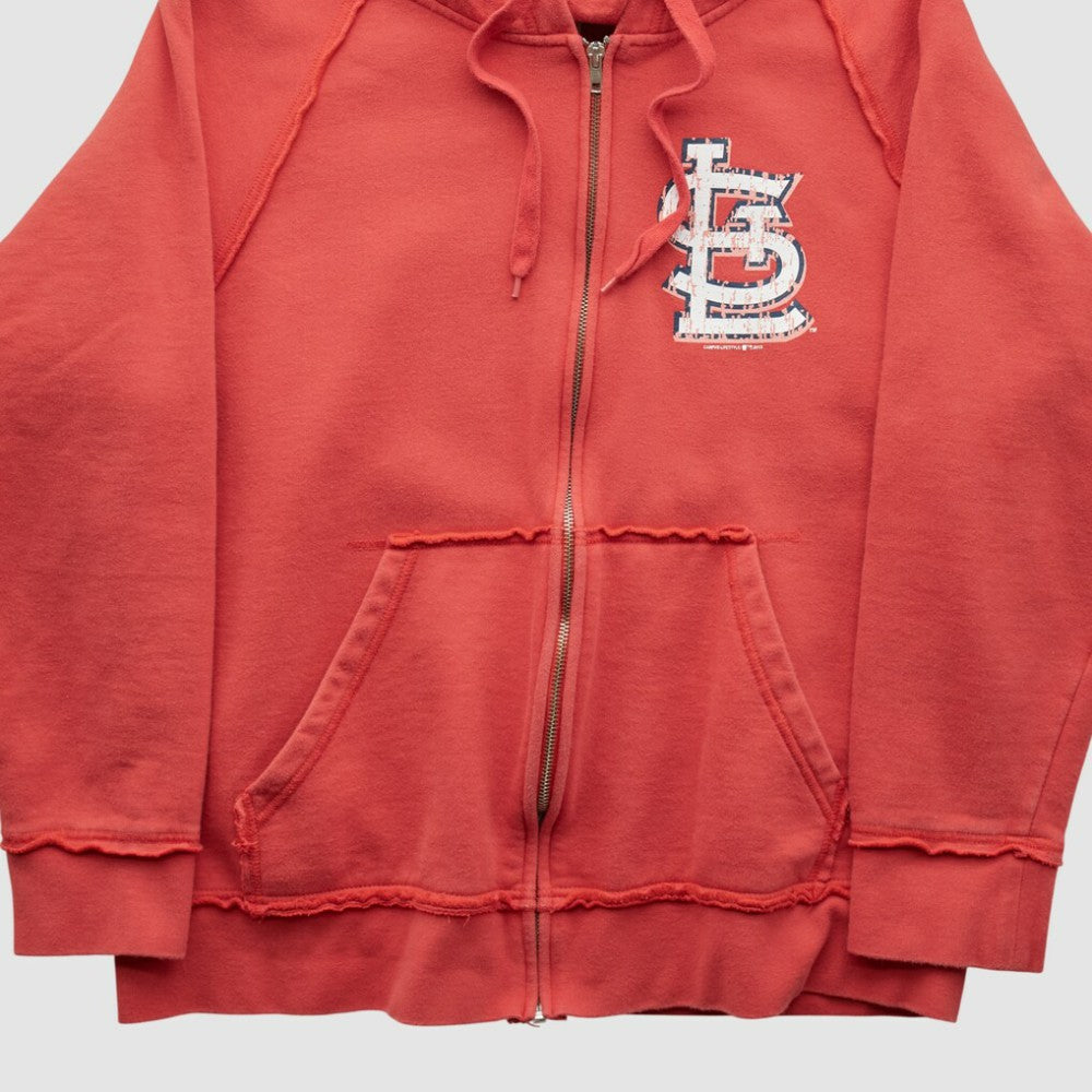 St. Louis Cardinals Genuine Merchandise 2000s Hooded Full Zip Sweatshirt - Red - Vintage Sweatshirts