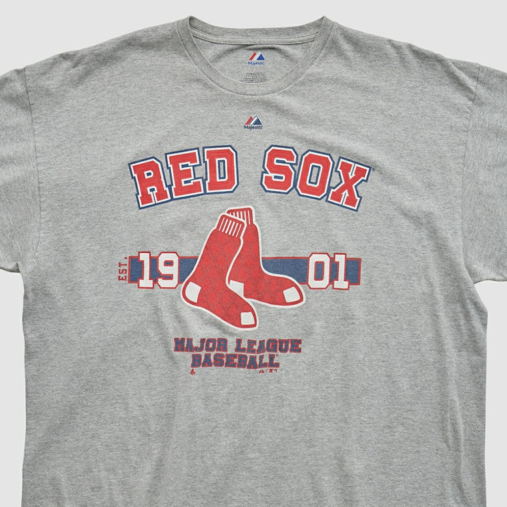 Boston Red Sox Majestic 2010s T-shirt - Heather Gray - Vintage T-shirts