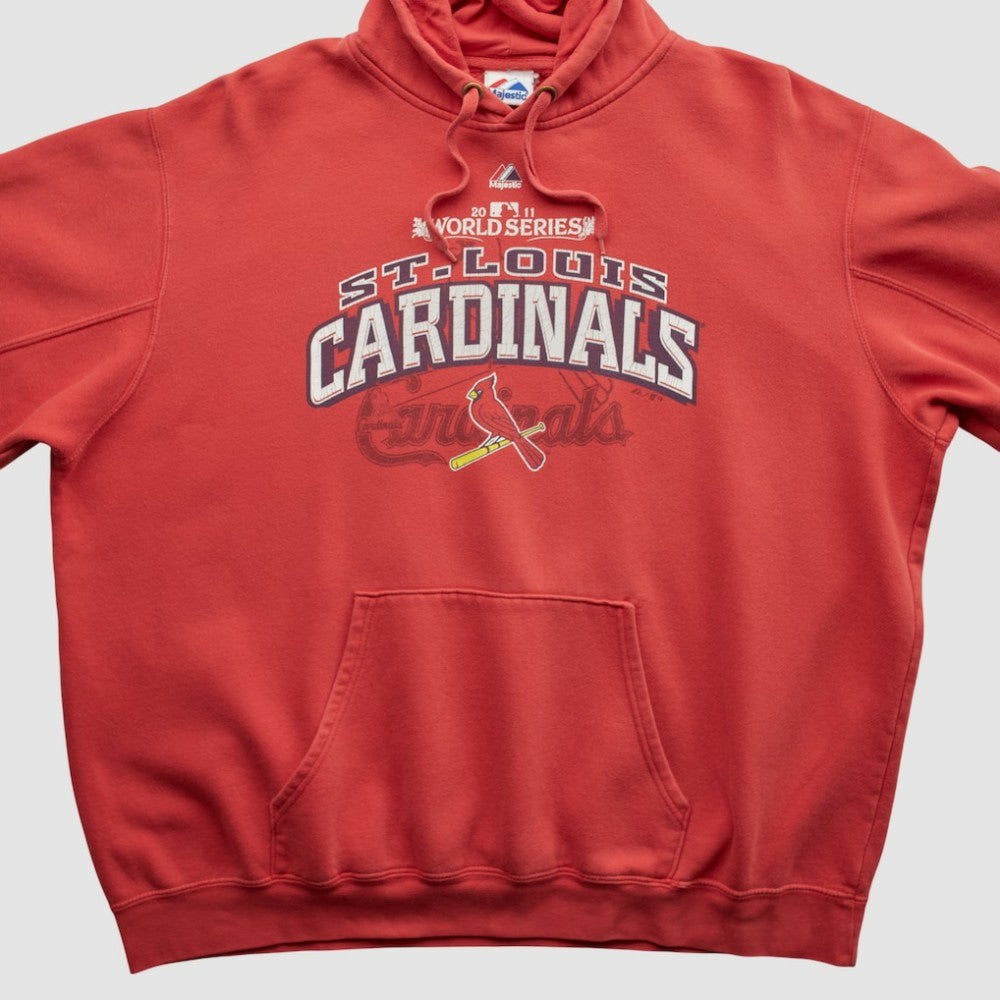 St. Louis Cardinals Majestic 2011 Hooded Sweatshirt - Red - XVintage Sweatshirts