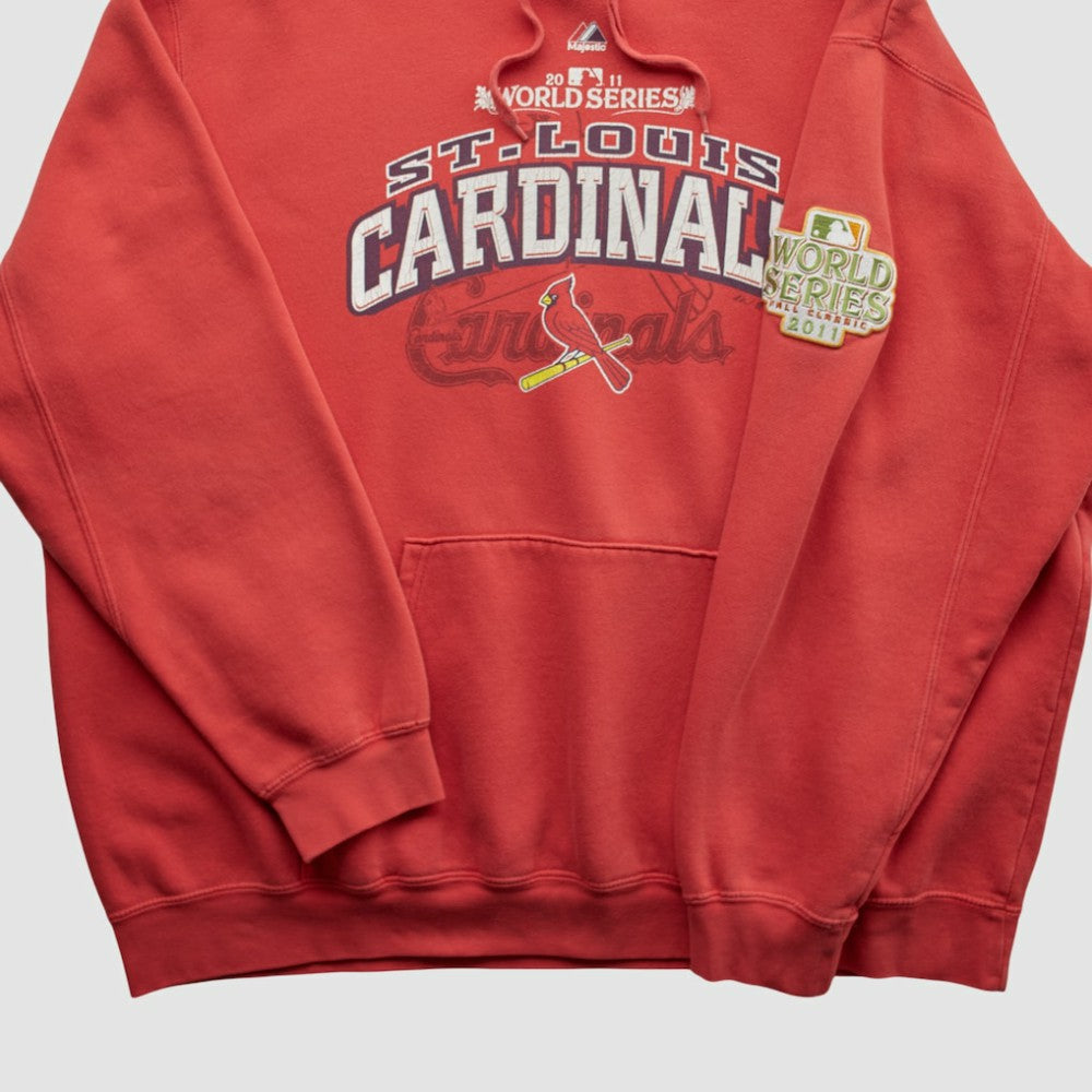 St. Louis Cardinals Majestic 2011 Hooded Sweatshirt - Red - XVintage Sweatshirts