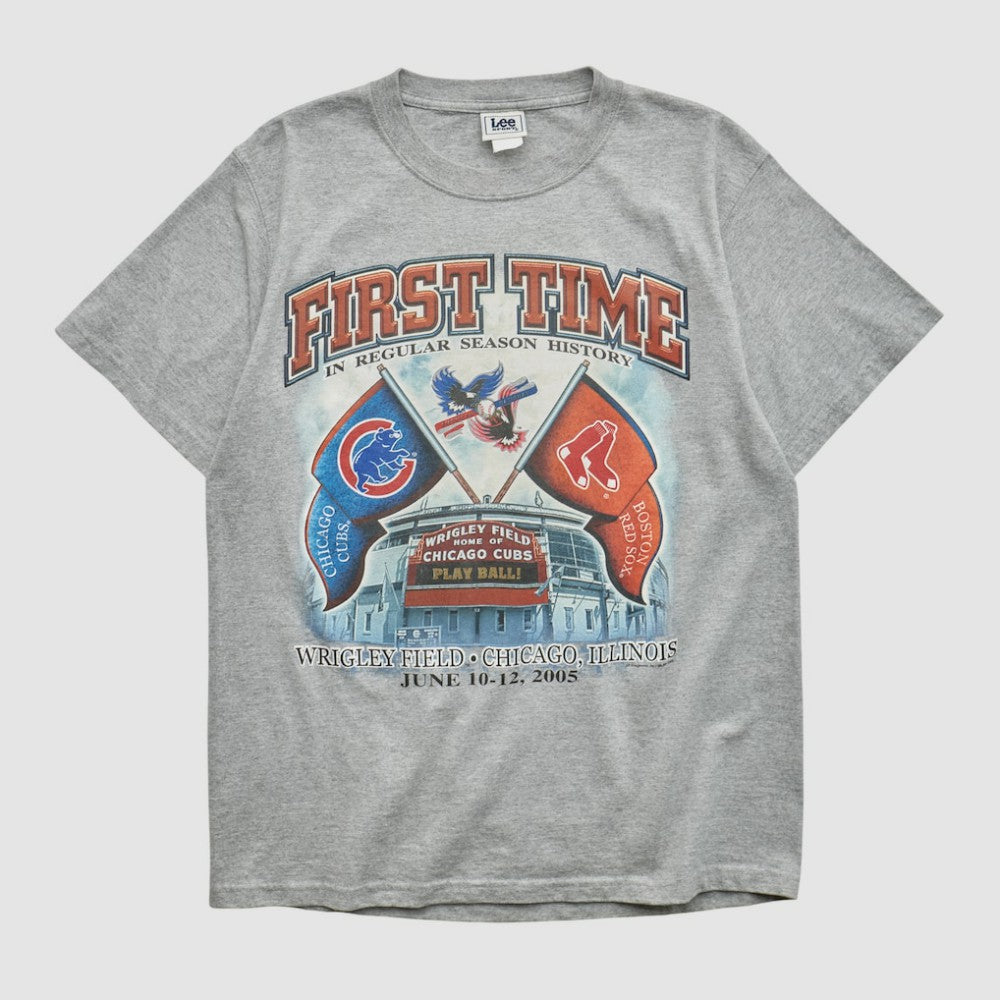 Chicago Cubs Lee Apparel 2005 T-shirt - Heather Gray - Vintage T-shirts