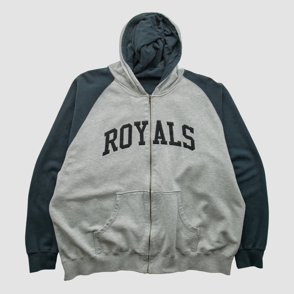 Kansas City Royals 2000s Hooded Full Zip Sweatshirt - Heather Gray - 2XVintage Sweatshirts