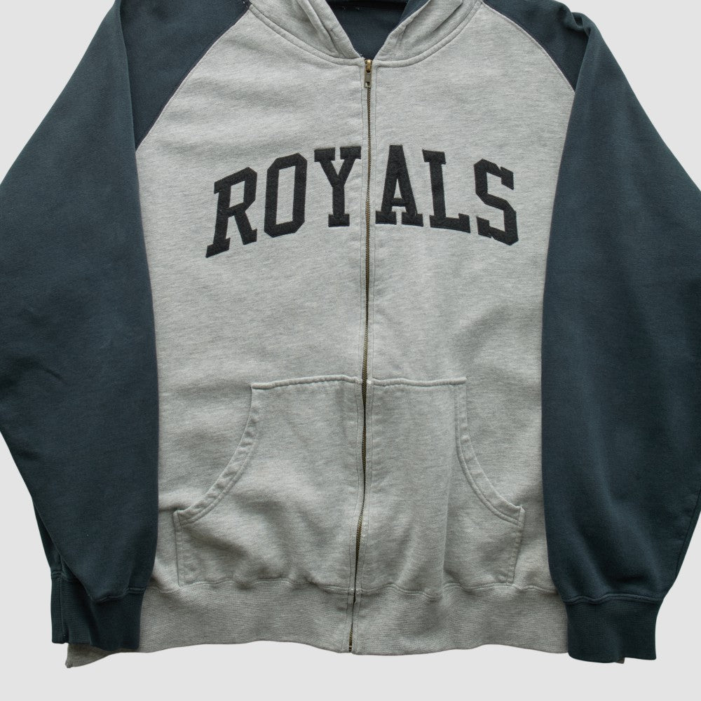 Kansas City Royals 2000s Hooded Full Zip Sweatshirt - Heather Gray - 2XVintage Sweatshirts